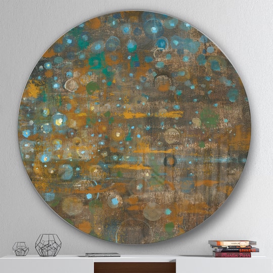Designart - Blue and Bronze Dots on Glass IV